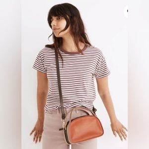 Whisper Cotton Rib-Crewneck Tee in Damien Stripe